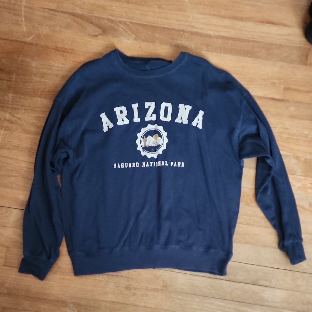 Arizona Navy Blue Womens Sweatshirt Crew Medium